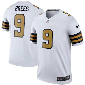 mens nike drew brees white new orleans saints color rush legend jersey